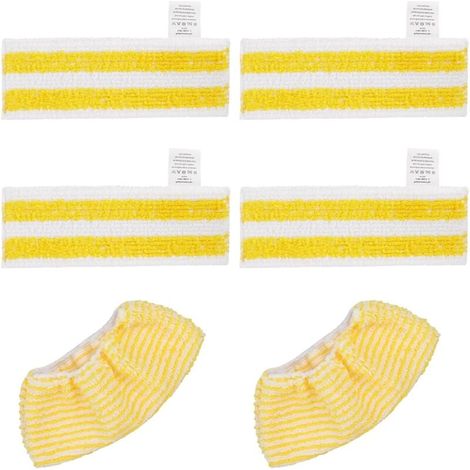 Pack of 6 microfiber replacement cloths, compatible with steam cleaners Karcher Easyfix SC 2, SC 3, SC 4, SC 5, 4 cloths and 2 hoods MUMU (1/4)