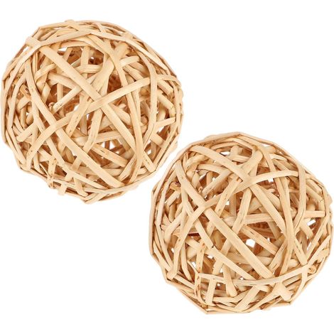 Boules Décoratives en Osier Naturel en Rotin Tressé 2pcs Accessoires Créatifs pour Décoration de Mariage et Photo pour Fêtes et DIY (1/5)