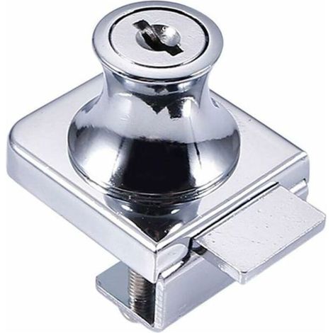 Une serrure en acier chromé adaptée aux portes en verre d'une épaisseur de 5 à 8 mm, équipée de 2 clés, pour la protection des vitrines, modèle KLB-A.