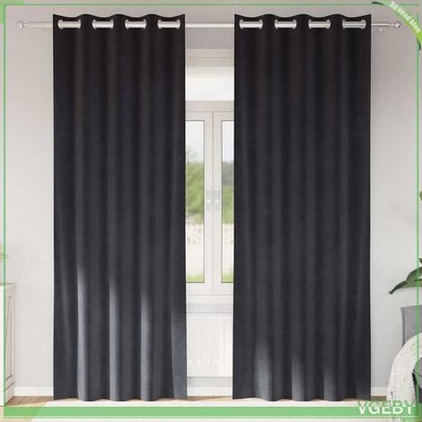Rideaux occultants - FAFEISY - Velours - Gris foncé - 140 x 225 cm - 2 pièces (1/5)