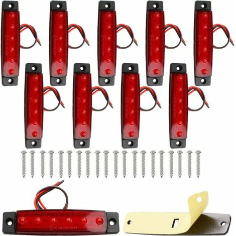 10Pcs Feux de Gabarit Latéraux LED, 24V Feux de Gabarit LED Arrière Avant Indicateur Feux de Gabarit Latéraux pour Remorque Camion Caravane Camping Car Van Tracteur Bus etc(Rouge) (1/5)