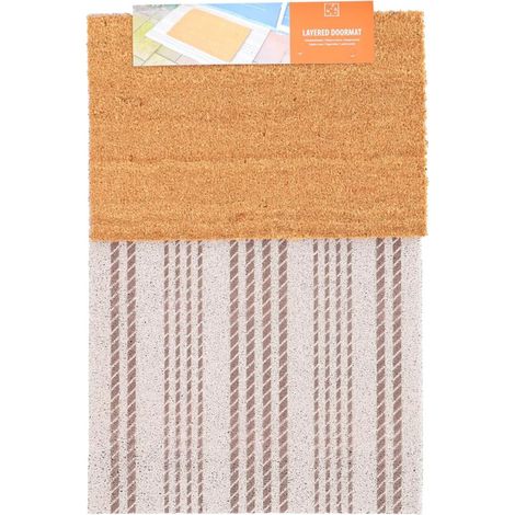 Paillasson + Dessous de Tapis Rayures Horizontal - 90,5 x 60,3 x H 2,1 cm - Livraison gratuite