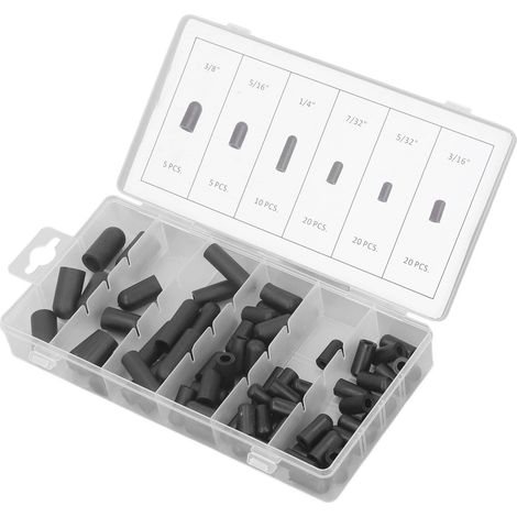Kit 80 bouchons caoutchouc pour vide, étanches haute température, assortiment 5/32 à 3/8 pouce, noir, joints anti-fuite. (1/5)