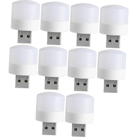 Veilleuse USB LED Compacte 10 Pièces Blanche, Design Simple (1/5)