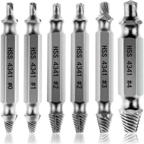 Extracteurs de vis endommagés [6 pièces], extracteur de vis, extracteur de boulon cassé en acier HSS 4341, dureté supérieure à 63 HRC