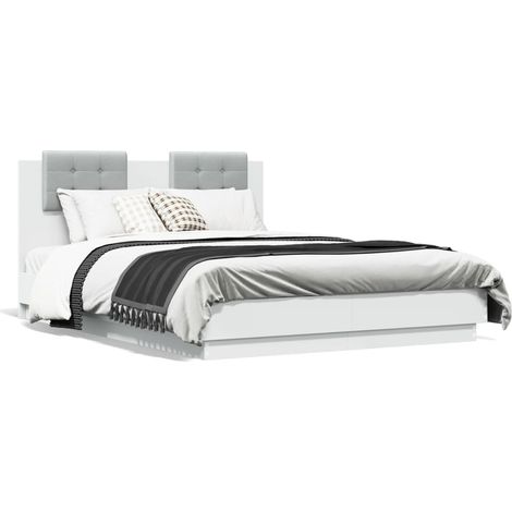 Lit Double, Lit Contemporain, Cadre de Lit blanc 135x190 cm q4679 (1/5)