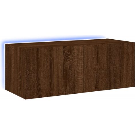Meuble TV,Banc TV,Armoire TV mural avec lumières LED chêne marron 80x35x31 cm CFW305745 (1/5)