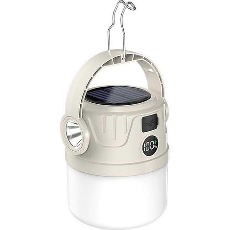 Lanterne de camping portable solaire, lampe de tente rechargeable à intensité variable, lumière lumineuse suspendue pour la randonnée (1/5)