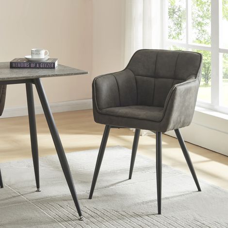 Sedia per Sala Pranzo Birmingham Effetto Velluto Grigio Scuro [en.casa] (1/5)