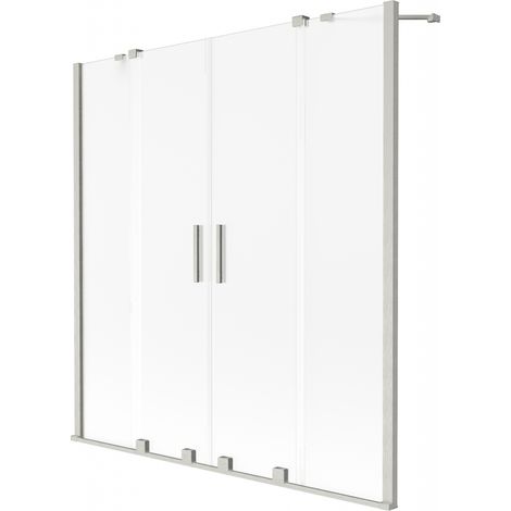 Mexen Velar Duo Badewannenfaltwand 2-flügelig, 140 x 150 cm, matt, gebürstetes Nickel - 896-140-000-32-97