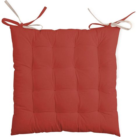 Cojín para silla de 40x40 cm, color terracota, algodón, modelo Duo, fácil de cuidar. (1/4)