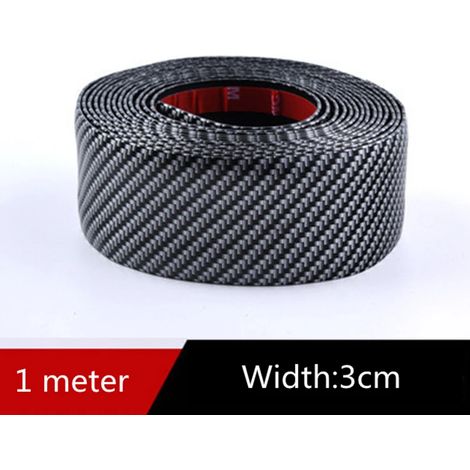 (NOIR) Autocollants de protection anti-rayures pour seuils de portières de voiture,en fibre de carbone,film de protection pour pare-chocs,3 cm x 1 m,neuf (1/3)