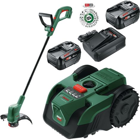 Bosch VISIMOW Robotic Lawnmower VISIMOW18V-200 2x 4.0Ah Battery & Grass Trimmer