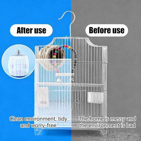 Ventilé Couverture de Cage Oiseau, 220x40cm Nylon en Filet Cage Oiseaux Lavable, élastique Souple Housses pour Perroquets et Perruches Cages Rondes et Carrées (1/2)