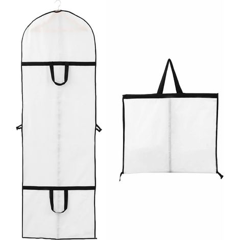 Housse de robe de mariée 60x180cm (1 pièce) longue housse de robe de demoiselle d'honneur anti-poussière, imperméable, anti-mites, résistante à l'humidité (1/5)