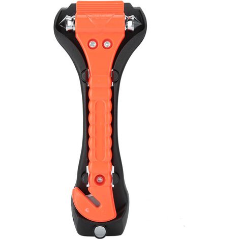 Marteau de sécurité multifonction 2 en 1 en ABS avec coupe-ceinture, brise-vitre et support inclus.-AquaForge (1/5)