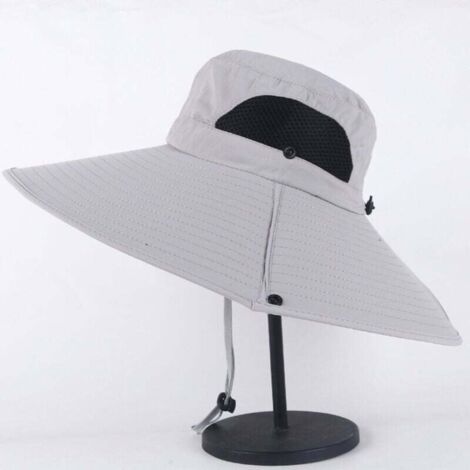 SABIR Chapeau de soleil large bord UPF 50+ – Protection UV – Pliable et respirant – Pour pêche, randonnée, jardinage – Gris (1/5)