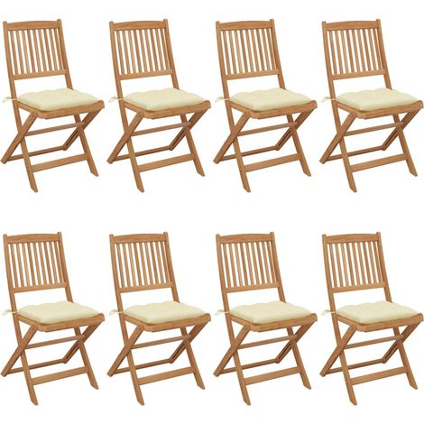 Klappbare Gartenstühle 8 Stk. mit Kissen Massivholz Akazie