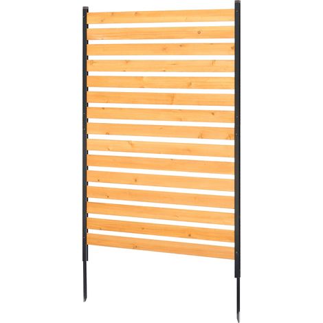 Clôture de confidentialité en bois, 980 x 1550 mm, clôtures d'écran pour climatiseur à 1 panneau, avec piquets métalliques, installation facile, brise-vue extérieur pour décoration de jardin (1/5)
