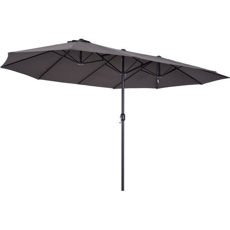 easycomfort ombrellone parasole da giardino esterno doppio, in tessuto e poliestere, 4.6 x 2.4m, grigio (1/5)