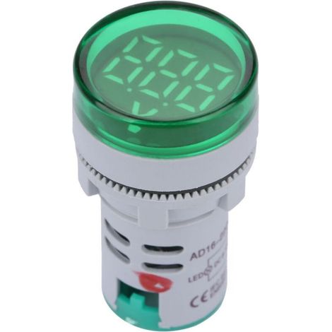 Voltmètre LED avec affichage numérique, indicateur de tension cc, testeur de lampe ronde (vert)-Crezuo (1/4)