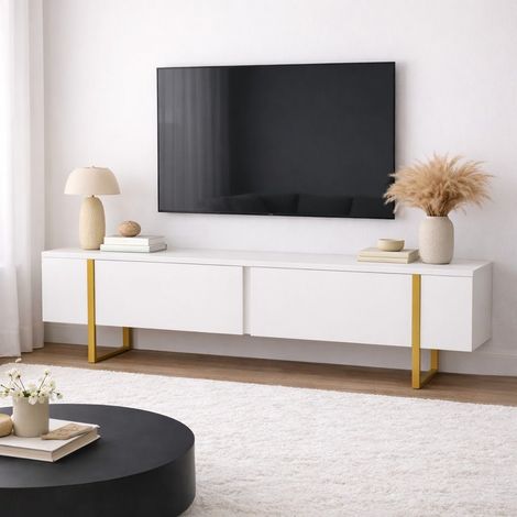 TV-Möbel Weiß Melamin Blitz 50x180x29,5 cm (1/5)