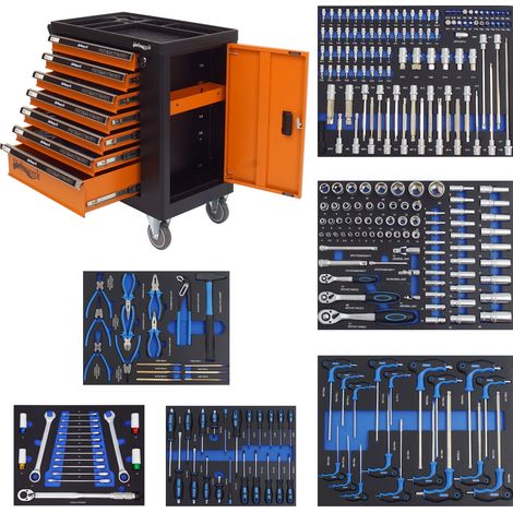Holmwerk® Werkstattwagen orange 252 tlg. XXL bestückt gefüllt Assistent Werkzeugwagen (1/5)