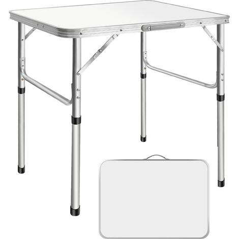 table de camping pliable de 75 cm, table de pique-nique portable, équipée de pieds et de poignées robustes en aluminium, adaptée à une utilisation intérieure/extérieure, 2 hauteurs de 60/35 cm, 75x55x