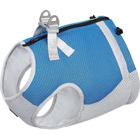Hundekühljacke für den Sommer, schnelltrocknende Outdoor-Hundebekleidung, inklusive Geschirr, Blau, Größe XL.