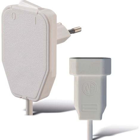 STROM VERLÄNGERUNGSCABLE [ FLACHPRISE MÂLE - EURO-EMBRAYAGE] BLANC 0.80 M NVB 104579