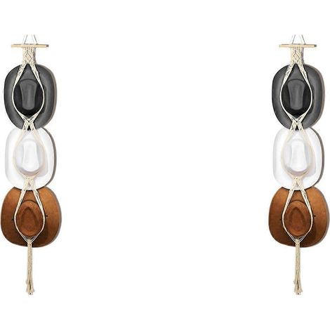 2 porte-chapeaux bohèmes à suspendre derrière une porte, 3 niveaux (1/3)
