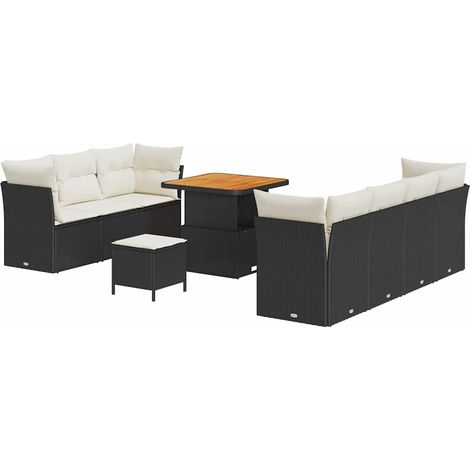 Maison Exclusive - Gartensofa-set 10 pcs Schwarz Poly-Rattan