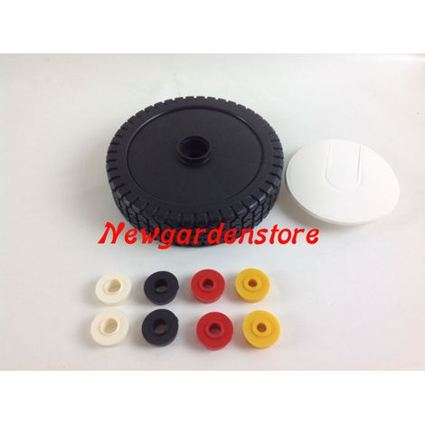 Ruota universale in plastica tagliaerba rasaerba 180mm 8 boccole di riduzione
