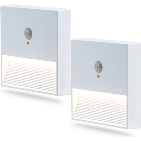 2 pièces lampe murale à capteur de corps humain, lampe de chevet lampe de nuit-type rechargeable-lumière chaude 3000K-blanc (1/5)
