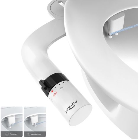 Auralum Max Bidet para Inodoro Ultra Delgado sin Electricidad, Kit Ducha Inodoro con 2 Modos de Limpieza (Femenina e Higiene), Doble Boquilla, Acabado Negro (1/5)