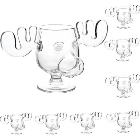 Set mit 8 weihnachtlichen Elchbechern, Clark Griswold Marty Eggnog, 200 ml (1/5)