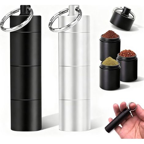 Tarro para especias, Juego de mini saleros portátiles, 2 piezas, Mini tarros para especias, Saleros de aluminio impermeables con tapa, picnics (1/5)