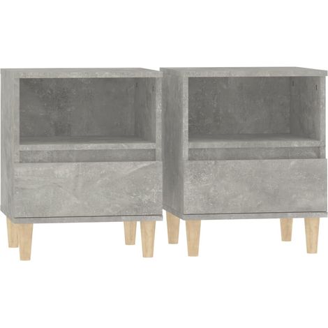 Juego de 2 mesitas de noche con cajón y compartimento abierto 40 x 35 x 50 cm madera contrachapada gris DEC035363