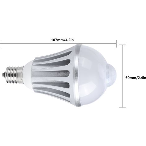 Ampoule LED E17 AC85‑265V 9W à détecteur de mouvement humain, pour chambre ou couloir (1/5)