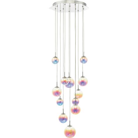 DAR CESARIO - Suspension Cluster Chrome Poli & LED Multicolore, 12x LED (1/5)