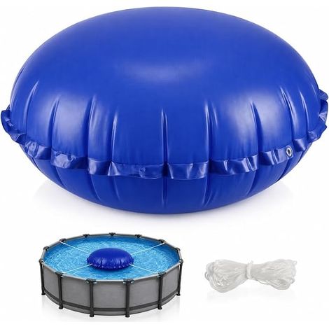 Coussin d'air d'hiver pour piscine, 120 cm, rond, avec corde de 15 m, pour piscines, spas, jacuzzis (bleu) (1/5)