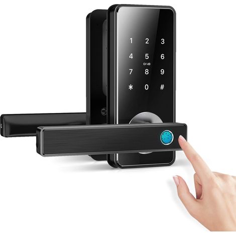 Serrure de porte intelligente à empreinte digitale, niveau de porte d'entrée sans clé, sécurité d'accès Bluetooth APP pour la maison(noir) (1/5)