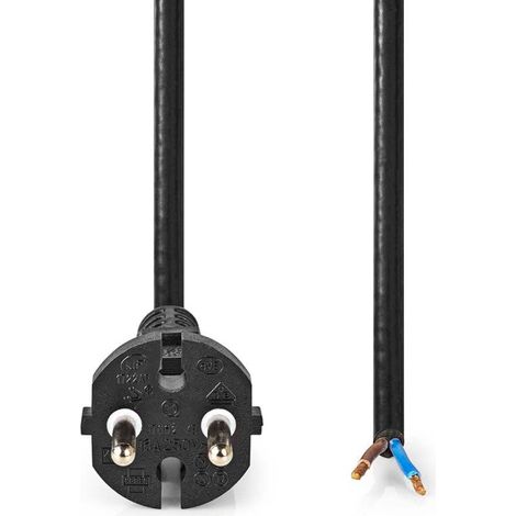 Câble d'alimentation pour aspirateur 0,70 m CEE 7/17 250 V AC 16 A Noir PVC (1/2)