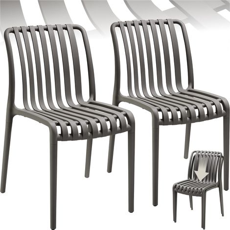 Lot 2 chaises de jardin résistantes intempéries empilables anthracite