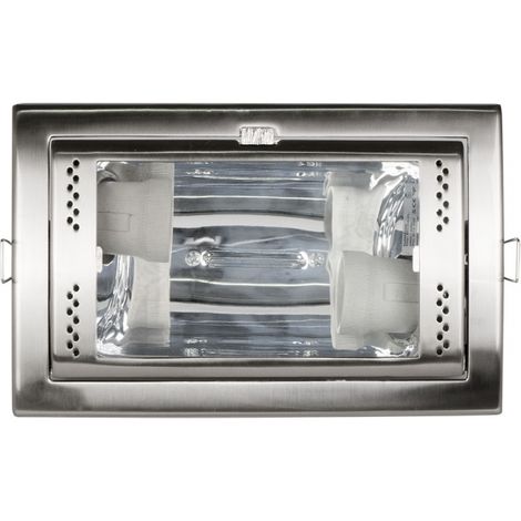 Downlight rectangular 2xE27 níquel (1/2)