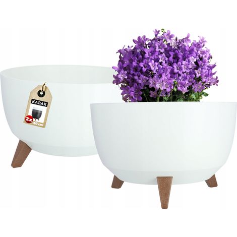 KADAX Blumentopf, runde Blumenschale, 40 cm, Weiß, 2 Stück