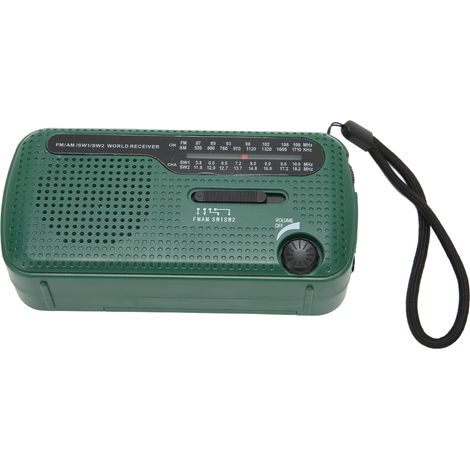 Radio solaire à manivelle AM/FM SW1/SW2, lampe torche LED multibande pour le camping et les situations d'urgence en extérieur (vert) (1/5)