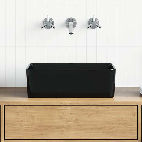 vidaXL Lavabo 40x30x13 cm Céramique Noir (1/5)