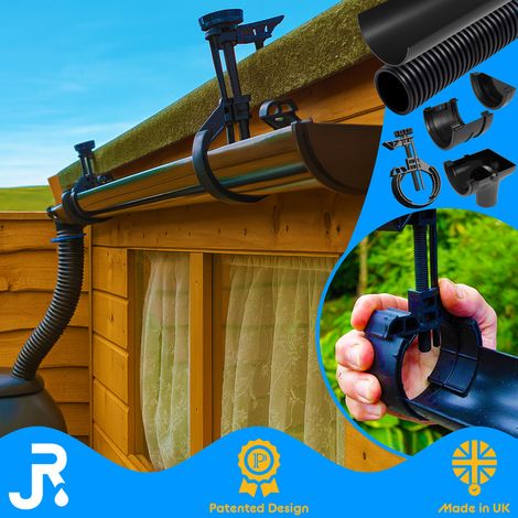 8FT Complete Shed Mini Guttering Kit inc. Gutter Bracket Clamps & Flexible Downpipe (1/5)