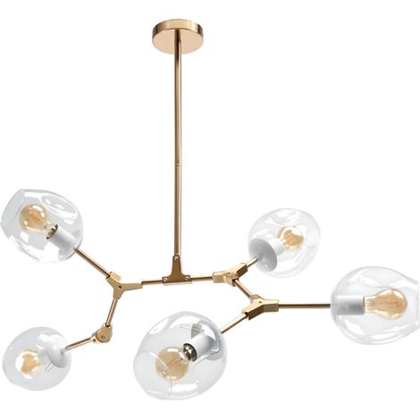 LAMPADA A SOSPENSIONE APP506-5C VETRO SFERA 5-BRACCIO ORO 5-PUNTI LUCE E27 105X105X50CM